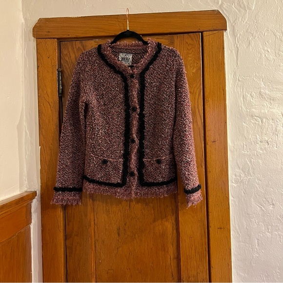 Pink and Black Cropped Tweed Blazer - Picture 1 of 6
